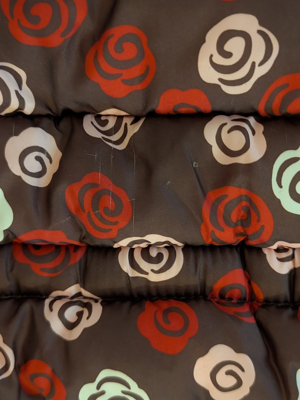 Gymboree Girls Sweet Treats Brown Floral Rose Patterned Fleece Lined Puffer Vest